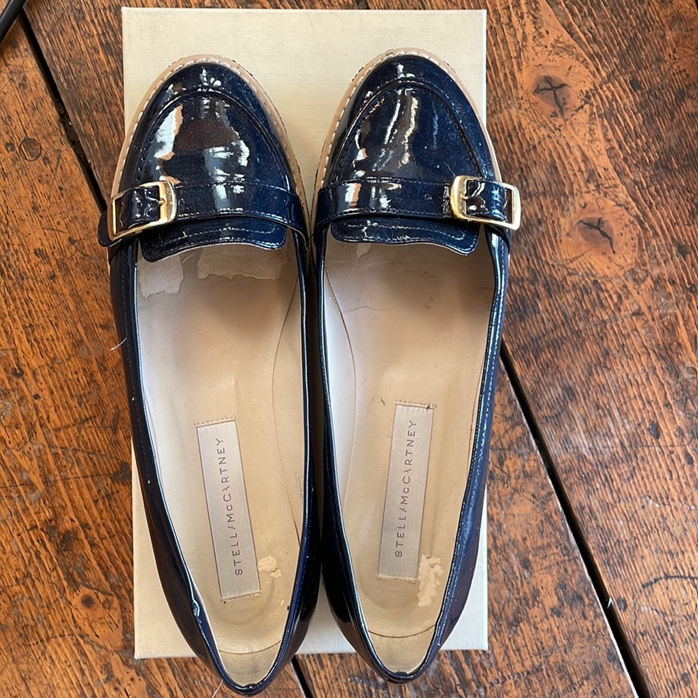 Stella McCartney Blue Patent Faux Leather Loafer 39